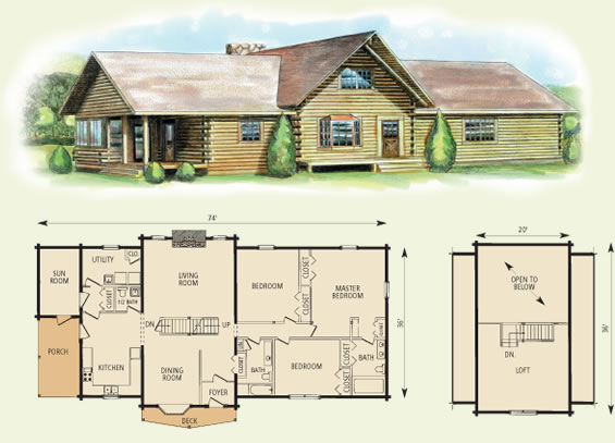 blue ridge log home and log cabin floor plan