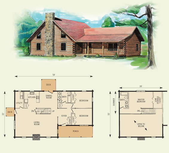 braxton log home and log cabin floor plan