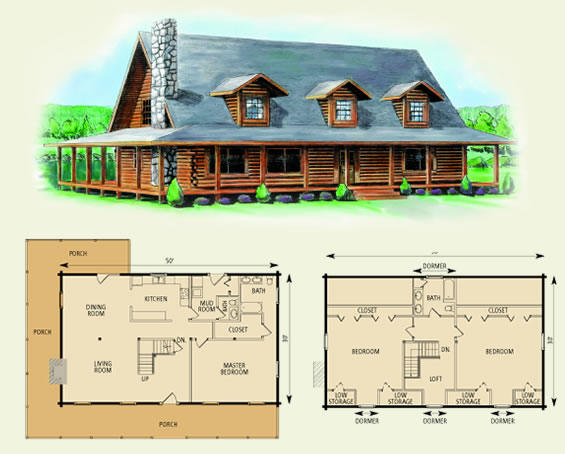 charlottesville log home and log cabin floor plan