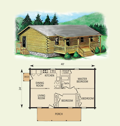cimmaron log home and log cabin floor plan