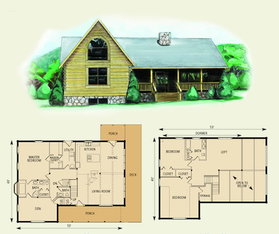 dogwood log home and log cabin floor plan