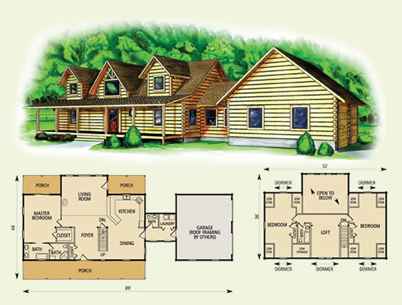 fairmont log home and log cabin floor plan
