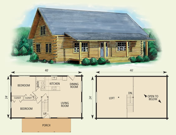 goshen log home and log cabin floor plan