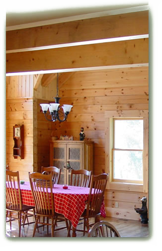 Log home dining room
