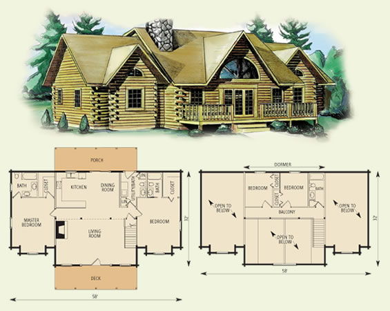 greenbrier log home and log cabin floor plan