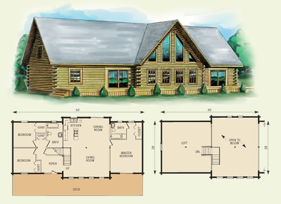 hamilton log home and log cabin floor plan