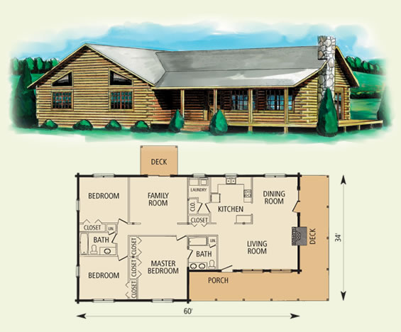 hampshire log home and log cabin floor plan