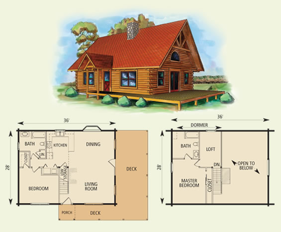 morgan log home and log cabin floor plan