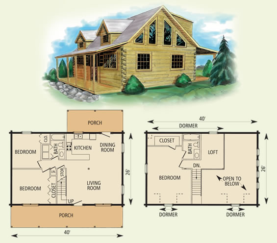 mount vernon II log home and log cabin floor plan