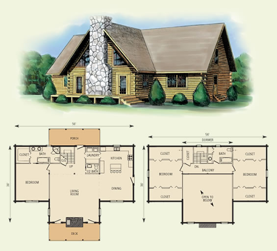 richwood log home and log cabin floor plan