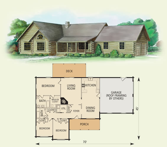 somerset log home and log cabin floor plan