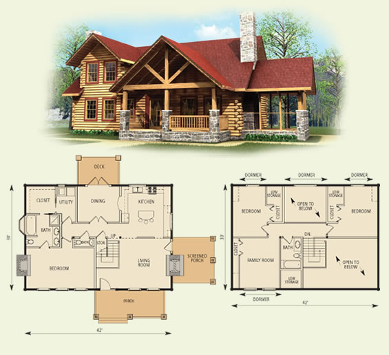 stoneridge log home and log cabin floor plan
