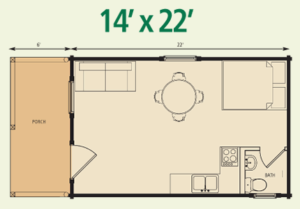 trail cabin floor plan 14' x 22'