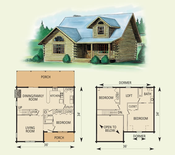 tucker log home and log cabin floor plan
