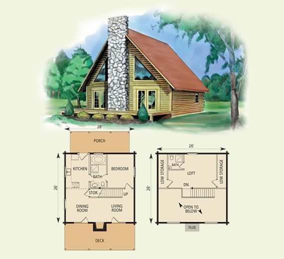 valleyview log home and log cabin floor plan