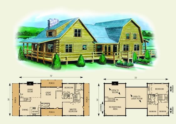 washington log home and log cabin floor plan