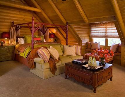 log home bedroom