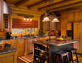 custom log cabin kitchen