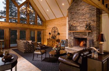 Log Home Fireplace