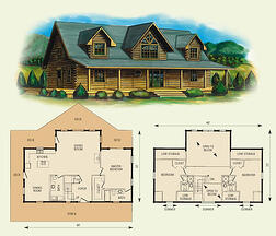 Fair Oaks, log home, log cabin home, pre-designed plan