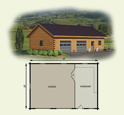 garage workshop log home and log cabin floor plan