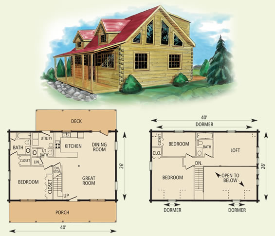 Mount Vernon Log Home Floor Plan