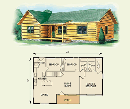 Travis Log Home Floor Plan