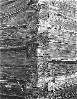 old log home wall