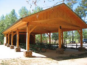 log cabin picnic shelter
