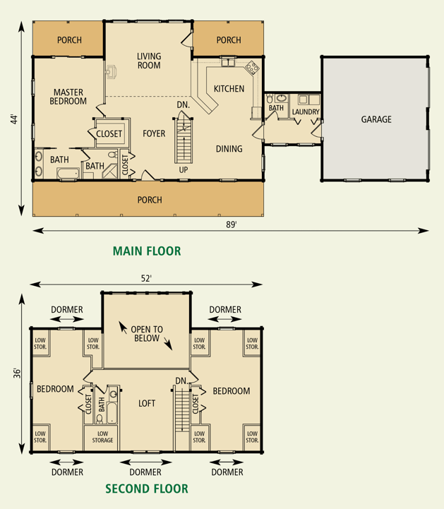 Fairmont Log Home Floor Plan