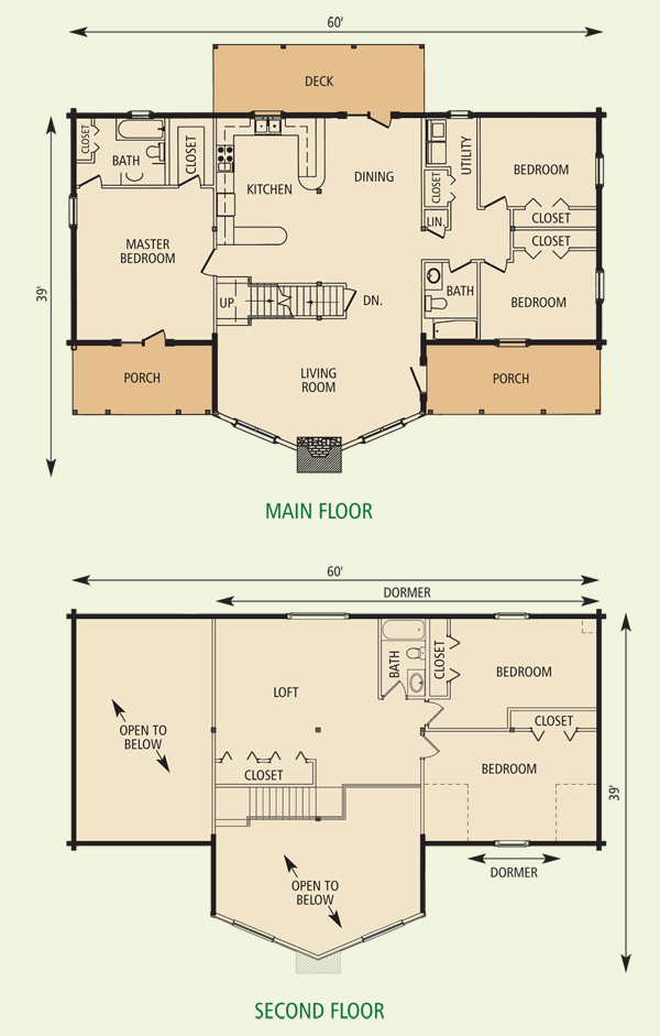 Piedmont Log Home Floor Plan