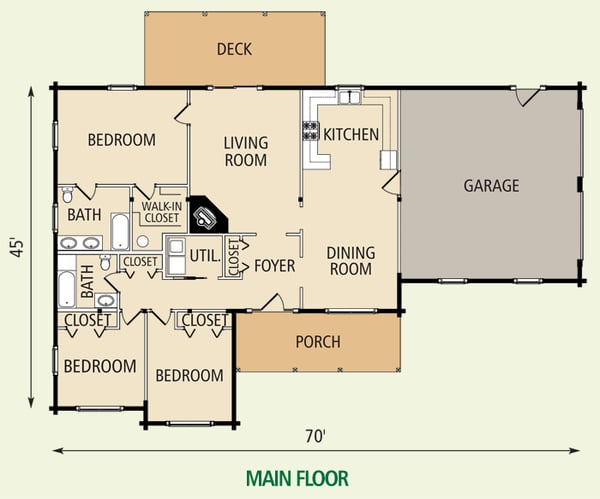 Somerset Log Home Floor Plan