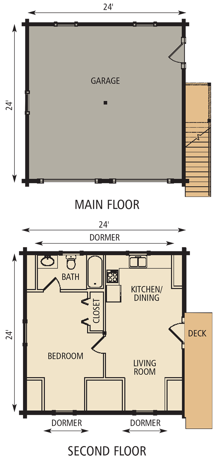 24x24 Garage Cottage Floor Plan