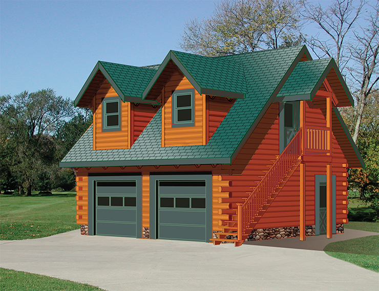 24x24 Garage Cottage Log Home