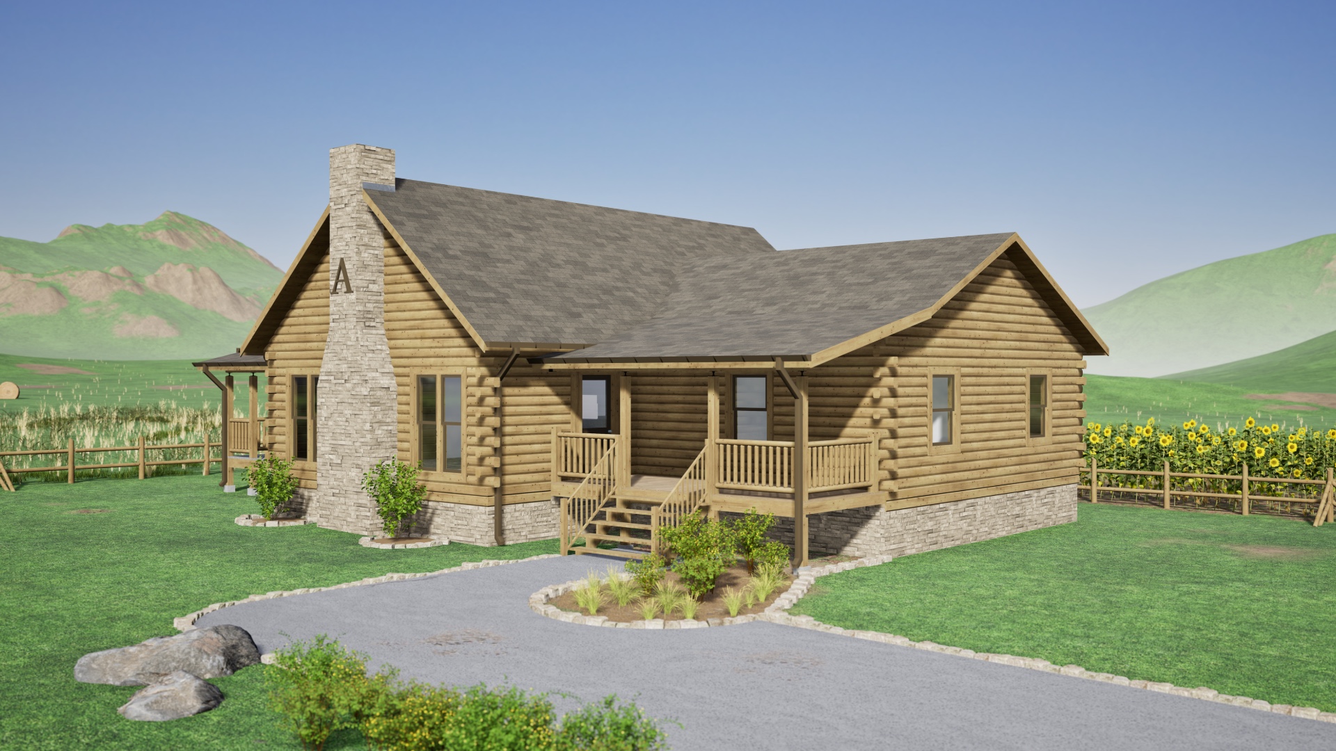 Piedmont III Log Home